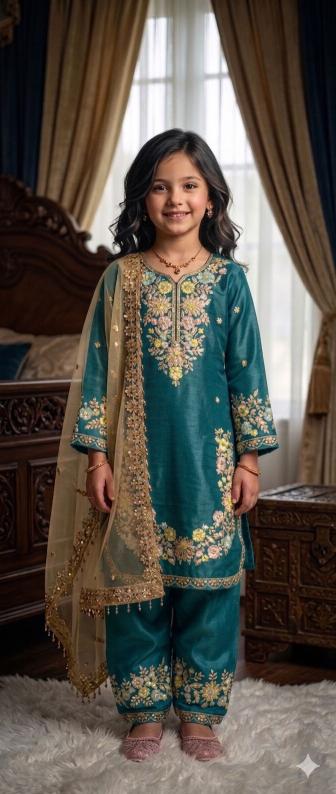 NEW COLOUR RRK  002 GMY SILK Blue Affordable kids clothes in Gujarat